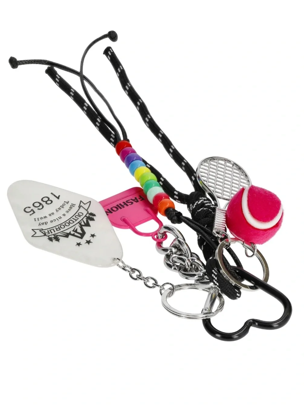 No Boundaries Women's Sporty Motel Key Bag Charm, Multi Color